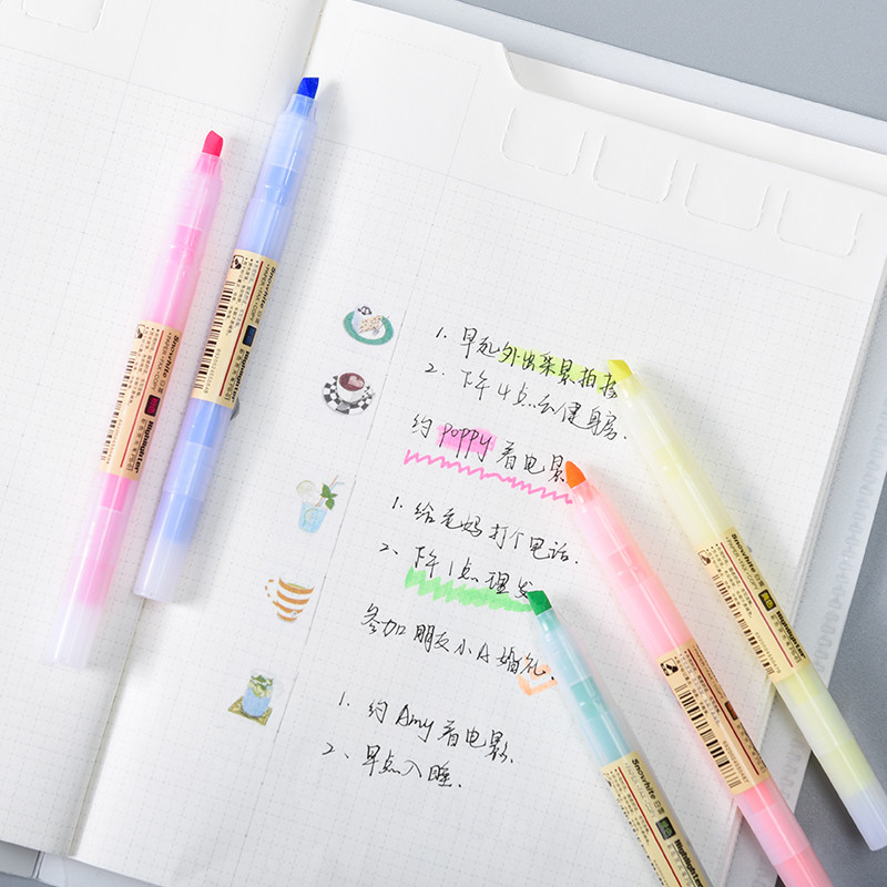 10 buc Set de pixuri marcator de culoare fluorescentă ușoară pentru evidențiere a căptușelii oblice Desen evidențiat Rechizite pentru studenți de birou și școală A6129