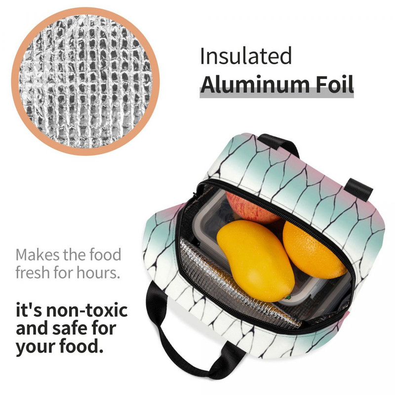 Geantă de prânz izolată Demon Slayer pentru camping, călătorii, Kimetsu No Yaiba, refrigerator termic portabil, cutie de prânz pentru femei, copii, pungi de picnic