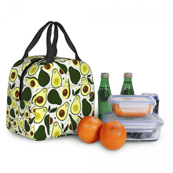 Vegan Fruit Avocado Print Insulated Lunch Tote Bag for Women Cooler Thermal Food Lunch Box for School Work Τσάντες για πικνίκ ταξιδιού