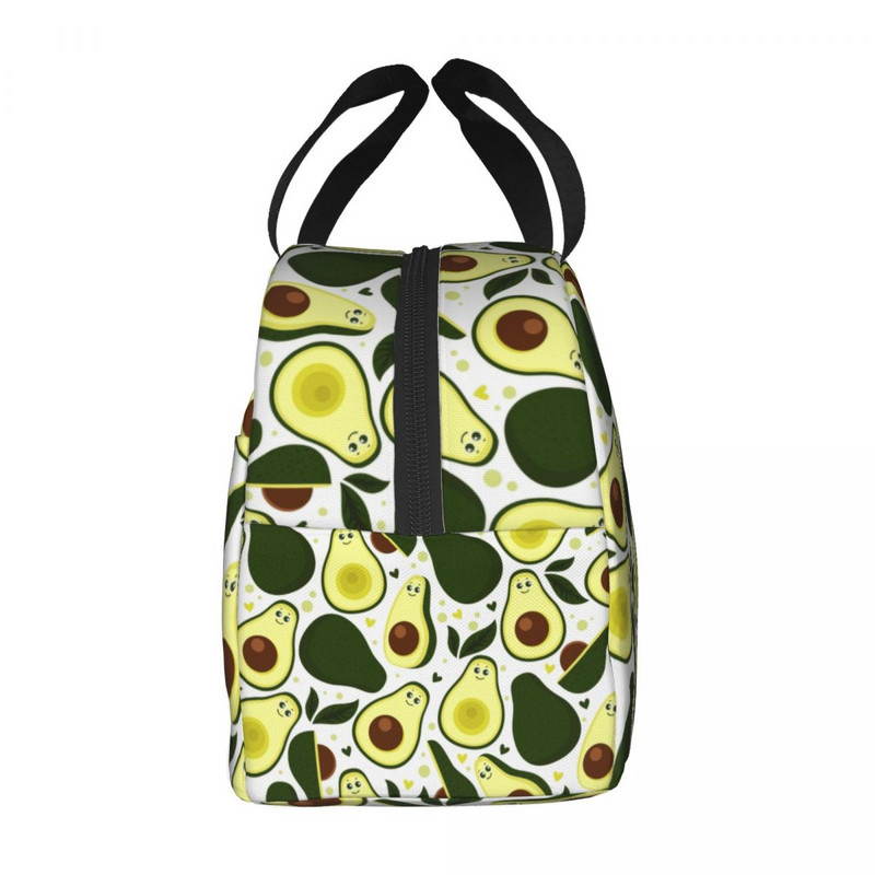 Вегански плодове, авокадо, изолирана чанта за обяд за жени, охладител, термична кутия за храна, за училищна работа, пътни чанти за пикник
