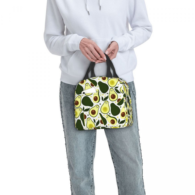 Вегански плодове, авокадо, изолирана чанта за обяд за жени, охладител, термична кутия за храна, за училищна работа, пътни чанти за пикник