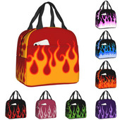 Esztétikus Pop Art Hot Fire Racing Flames ebédtáska hűtő, hőszigetelt ebédtartó női gyerekeknek élelmiszertáskák