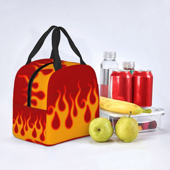 Αισθητική Pop Art Hot Fire Racing Flames Lunch Bag Cooler Θερμομονωμένο δοχείο μεσημεριανού γεύματος για γυναίκες Παιδικά τσάντες τροφίμων