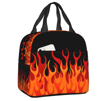 Esztétikus Pop Art Hot Fire Racing Flames ebédtáska hűtő, hőszigetelt ebédtartó női gyerekeknek élelmiszertáskák