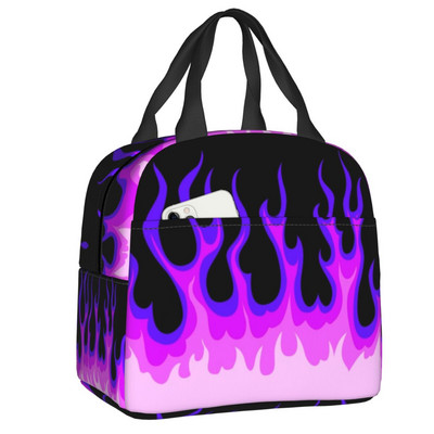Esztétikus Pop Art Hot Fire Racing Flames ebédtáska hűtő, hőszigetelt ebédtartó női gyerekeknek élelmiszertáskák