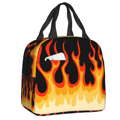Esztétikus Pop Art Hot Fire Racing Flames ebédtáska hűtő, hőszigetelt ebédtartó női gyerekeknek élelmiszertáskák