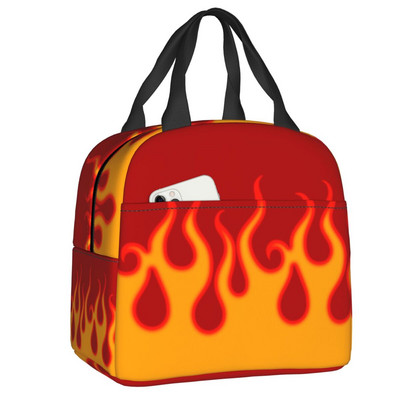 Esztétikus Pop Art Hot Fire Racing Flames ebédtáska hűtő, hőszigetelt ebédtartó női gyerekeknek élelmiszertáskák
