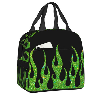 Esztétikus Pop Art Hot Fire Racing Flames ebédtáska hűtő, hőszigetelt ebédtartó női gyerekeknek élelmiszertáskák
