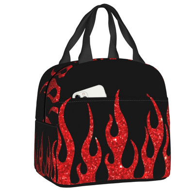 Esztétikus Pop Art Hot Fire Racing Flames ebédtáska hűtő, hőszigetelt ebédtartó női gyerekeknek élelmiszertáskák