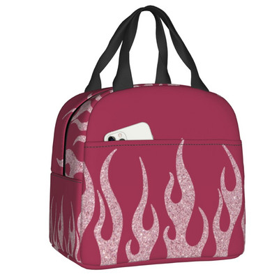 Esztétikus Pop Art Hot Fire Racing Flames ebédtáska hűtő, hőszigetelt ebédtartó női gyerekeknek élelmiszertáskák