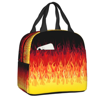 Esztétikus Pop Art Hot Fire Racing Flames ebédtáska hűtő, hőszigetelt ebédtartó női gyerekeknek élelmiszertáskák