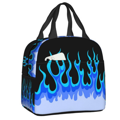 Esztétikus Pop Art Hot Fire Racing Flames ebédtáska hűtő, hőszigetelt ebédtartó női gyerekeknek élelmiszertáskák