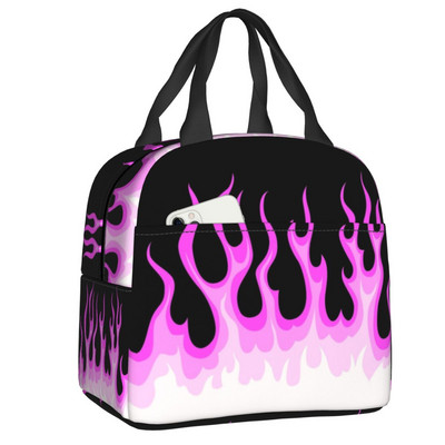 Esztétikus Pop Art Hot Fire Racing Flames ebédtáska hűtő, hőszigetelt ebédtartó női gyerekeknek élelmiszertáskák