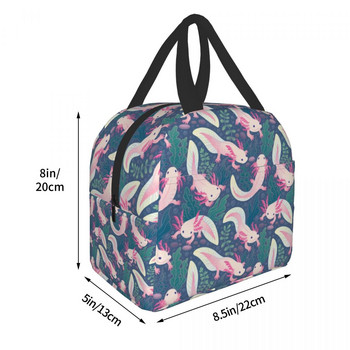 Χαριτωμένη τσάντα μεσημεριανού γεύματος Axolotls για γυναίκες Παιδιά σχολικά παιδιά Ψύκτη φαγητού Ζεστό μονωμένο κουτί γεύματος Φορητό κάμπινγκ τσάντα ταξιδιού για πικνίκ