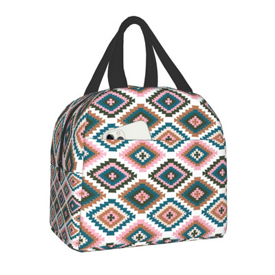 Bohemia Geometric Ethnic Kilim Print Insulated Lunch Bag