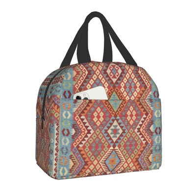 Bohemia Geometric Ethnic Kilim Print Insulated Lunch Bag