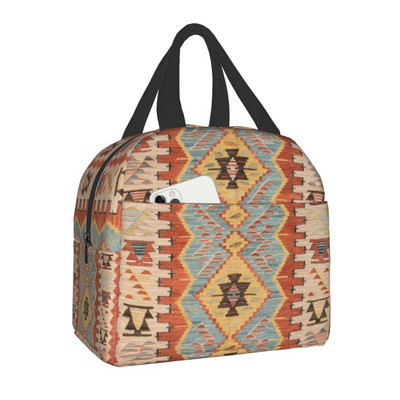 Bohemia Geometric Ethnic Kilim Print Insulated Lunch Bag
