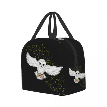 Θερμομονωμένη τσάντα μεσημεριανού γεύματος Halloween Owl Flight Γυναικεία μάγισσα Μαγική φορητή συσκευασία μεσημεριανού γεύματος για εργασία Σχολείο Ταξιδιωτική αποθήκευση Κουτί τροφίμων