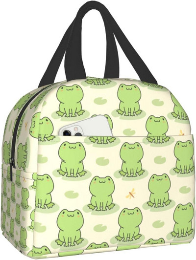 Cute Frog and Dragonfly Lunch Box, Bento Box Insulated Lunch Boxes επαναχρησιμοποιήσιμα αδιάβροχη τσάντα γεύματος