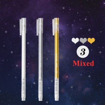 3 τεμάχια/Σετ Creative White Ink Gel Pen 0,6mm Highlight Marker Pen for Student Granty Drawing Art Writing School