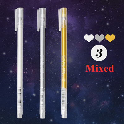 3 τεμάχια/Σετ Creative White Ink Gel Pen 0,6mm Highlight Marker Pen for Student Granty Drawing Art Writing School