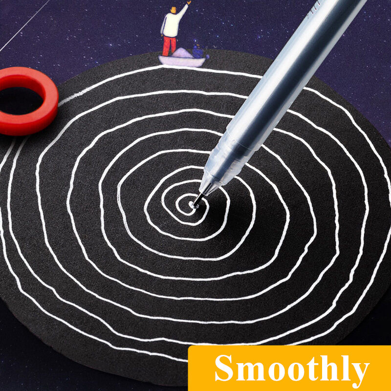 3 bucăți/set pix cu gel cu cerneală albă creativ, 0,6 mm, marcator pentru evidențiere, pentru papetărie pentru studenți, desen, scris, rechizite școlare