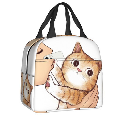 Cute Cat No Kisses τσάντα μεσημεριανού γεύματος για γυναίκες Kitten Pet Lover Φορητό ψυγείο θερμομονωμένο Κουτί τροφίμων Σχολική τσάντες πικνίκ εργασίας