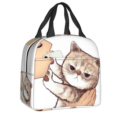 Cute Cat No Kisses τσάντα μεσημεριανού γεύματος για γυναίκες Kitten Pet Lover Φορητό ψυγείο θερμομονωμένο Κουτί τροφίμων Σχολική τσάντες πικνίκ εργασίας