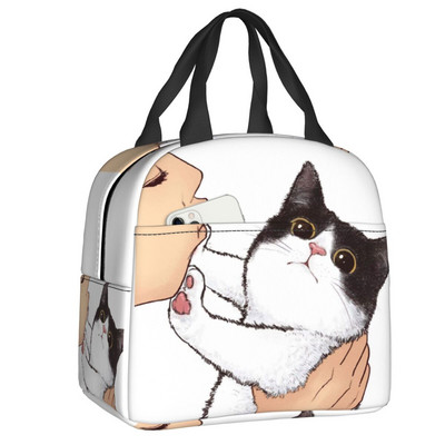 Cute Cat No Kisses τσάντα μεσημεριανού γεύματος για γυναίκες Kitten Pet Lover Φορητό ψυγείο θερμομονωμένο Κουτί τροφίμων Σχολική τσάντες πικνίκ εργασίας