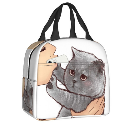 Cute Cat No Kisses τσάντα μεσημεριανού γεύματος για γυναίκες Kitten Pet Lover Φορητό ψυγείο θερμομονωμένο Κουτί τροφίμων Σχολική τσάντες πικνίκ εργασίας