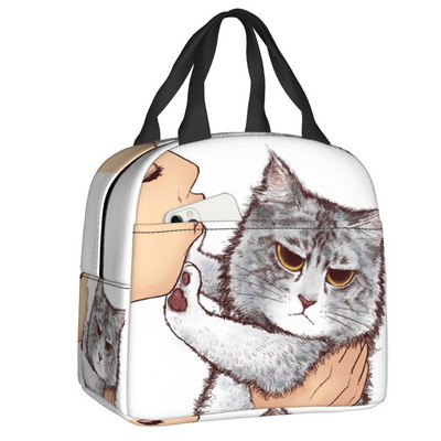 Cute Cat No Kisses τσάντα μεσημεριανού γεύματος για γυναίκες Kitten Pet Lover Φορητό ψυγείο θερμομονωμένο Κουτί τροφίμων Σχολική τσάντες πικνίκ εργασίας
