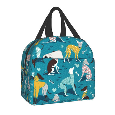 Greyhound Dog Insulated Lunch Bag for Women Resuable Whippet Sighthound Cooler Thermal Lunch Box Office Work Σχολικές τσάντες τροφίμων