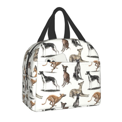 Greyhound Dog Insulated Lunch Bag for Women Resuable Whippet Sighthound Cooler Thermal Lunch Box Office Work Σχολικές τσάντες τροφίμων