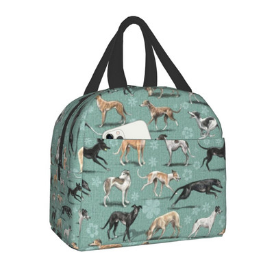 Greyhound Dog Insulated Lunch Bag for Women Resuable Whippet Sighthound Cooler Thermal Lunch Box Office Work Σχολικές τσάντες τροφίμων