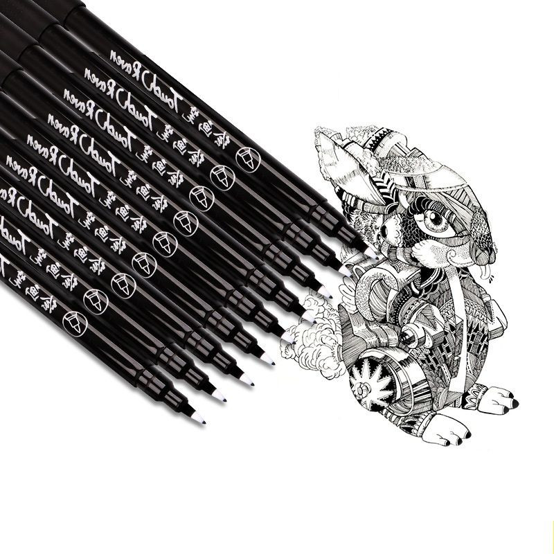 6 buc. desene desenate desene desenate desene desenate, negru, pix, papetărie pentru studenți, cadou, rechizite de birou, perie, instrument de scris