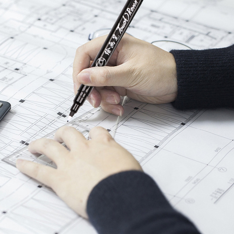 6 buc. desene desenate desene desenate desene desenate, negru, pix, papetărie pentru studenți, cadou, rechizite de birou, perie, instrument de scris