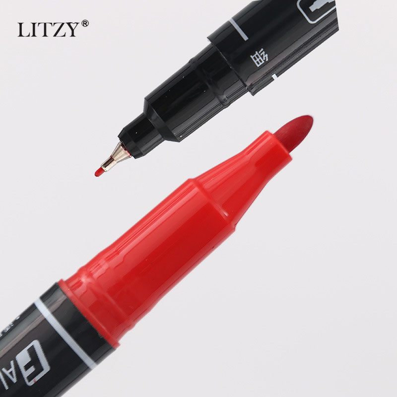 10 buc/set Marker permanent cu vârf dublu Marcator rezistent la apă Punct fin/mediu Marcator stilou 0,5 mm-1 mm Negru Albastru Roșu Cerneală Articole pentru artă