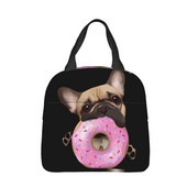 Lovers Sweet Pink Donuts Insolated τσάντα μεσημεριανού γεύματος Γαλλικό μπουλντόγκ Frenchie Dog Γυναικείες Παιδικές τσάντες Ψύξης Θερμικό Φορητό Lunch Box Ice