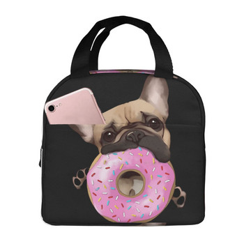 Lovers Sweet Pink Donuts Insolated τσάντα μεσημεριανού γεύματος Γαλλικό μπουλντόγκ Frenchie Dog Γυναικείες Παιδικές τσάντες Ψύξης Θερμικό Φορητό Lunch Box Ice