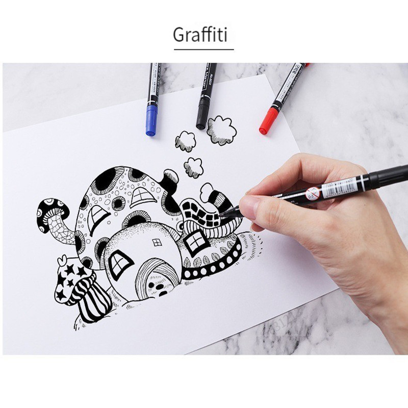 5/7 buc Marker permanent cu vârf dublu, 0,5/1,0 mm, cu vârf fin, rezistent la apă, negru, alb, roșu, cu cerneală, marker multifuncțional