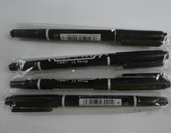 6Pcs черна химикалка с двойна линия Писалка на водна основа Писалка за маркиране Маркери Консумативи Фини/дебели студентски училищни канцеларски материали