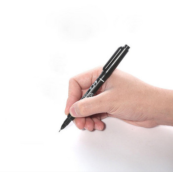 6Pcs черна химикалка с двойна линия Писалка на водна основа Писалка за маркиране Маркери Консумативи Фини/дебели студентски училищни канцеларски материали