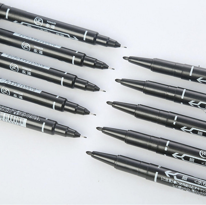 6 bucăți pix negru cu două capete, pix pe bază de apă, pix marcator, articole de papetărie de birou, fine/groase, pentru studenți