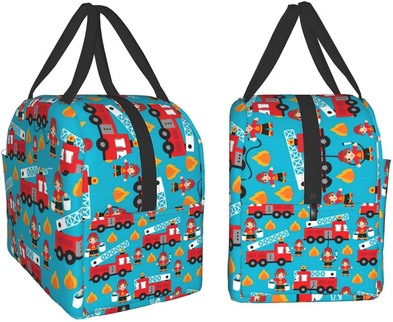 Geantă de prânz pentru mașină pentru pompieri și băieți eroi, cutie de prânz reutilizabilă Pachet termic durabil pentru prânz pentru băieți, bărbați, femei, fete, adulți