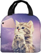 Galaxy Cat τσάντα μεσημεριανού γεύματος μονωμένο κουτί γεύματος επαναχρησιμοποιούμενο Cooler θερμικό γεύμα για γυναίκες Κορίτσι Αγόρι