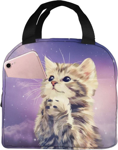 Galaxy Cat τσάντα μεσημεριανού γεύματος μονωμένο κουτί γεύματος επαναχρησιμοποιούμενο Cooler θερμικό γεύμα για γυναίκες Κορίτσι Αγόρι