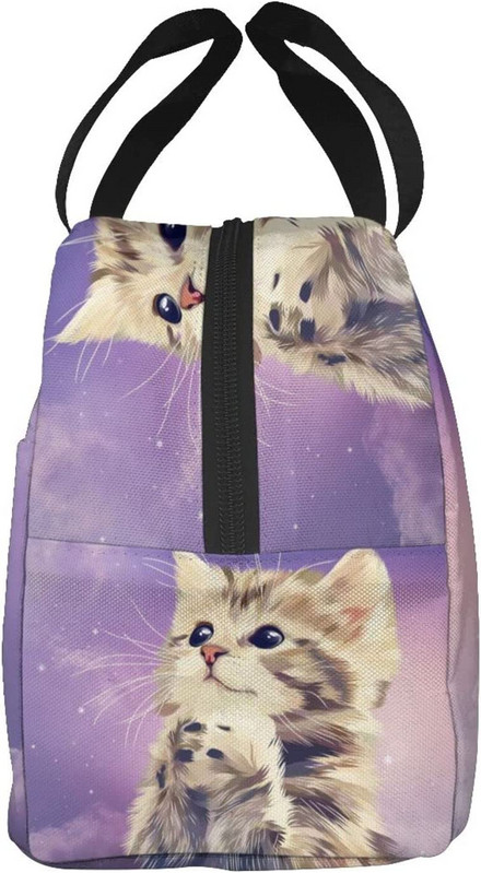 Geantă de prânz pentru pisici Galaxy Cutie de prânz izolată Geanta termică reutilizabilă pentru femei, fată, băiat