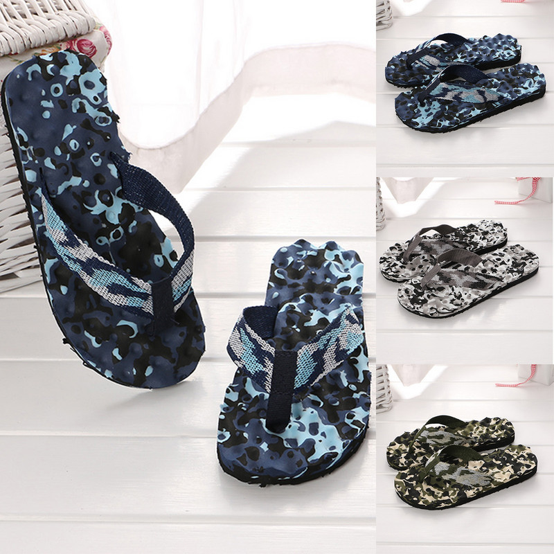Flip-flops pentru bărbați, pantofi plati pentru podea, papuci de casă de vară pentru interior, papuci de masaj pentru bărbați, camuflaj, confortabili