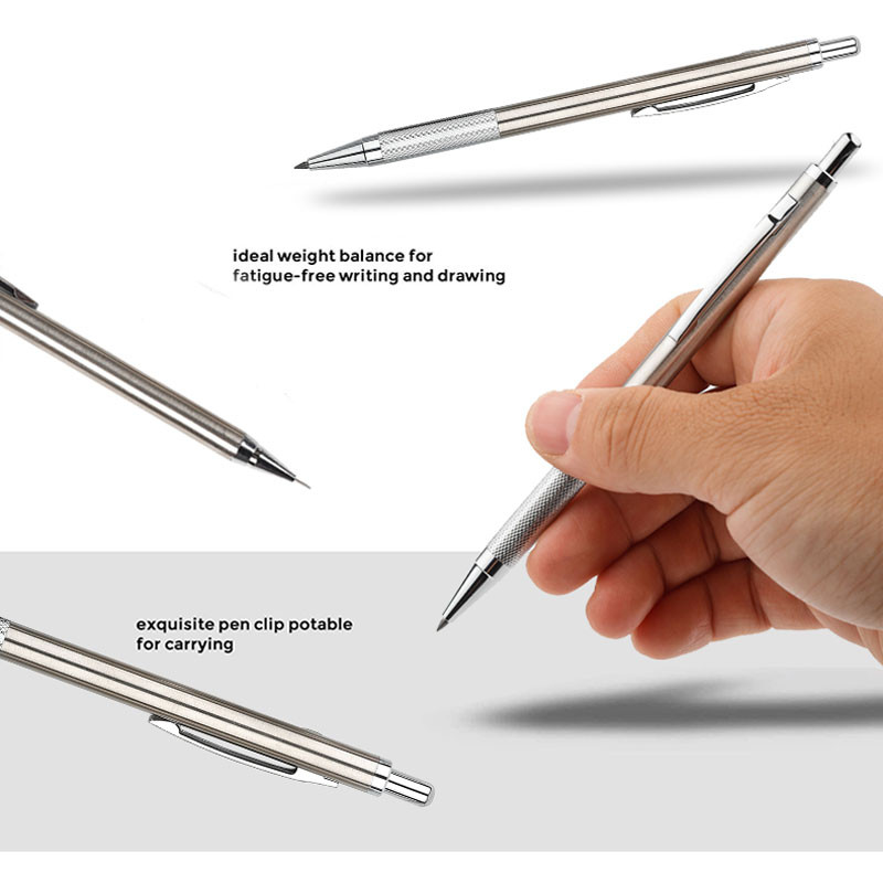 0,3 0,5 0,7 0,9 1,3 2,0 mm Set de creioane mecanice complet metalice cu radieră Creion automat cu mine pentru desenat rechizite școlare