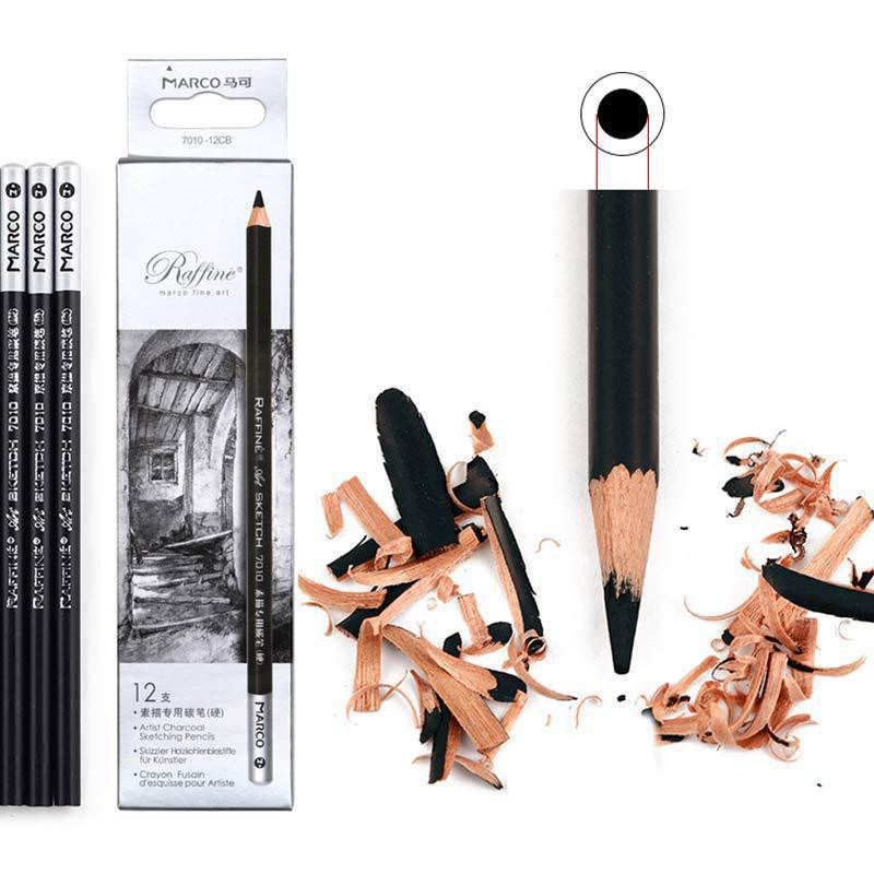 3 bucăți, alb, lucios, schiță, cărbune moale/mediu/dur, creion de artă negru pentru student, pix special pictat manual pentru examen de desen HB